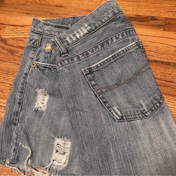 Z Cavaricci Cut Off Grey Denim Jean Shorts Thrashed Holes Ripped 32 in waist - Picture 6 of 10
